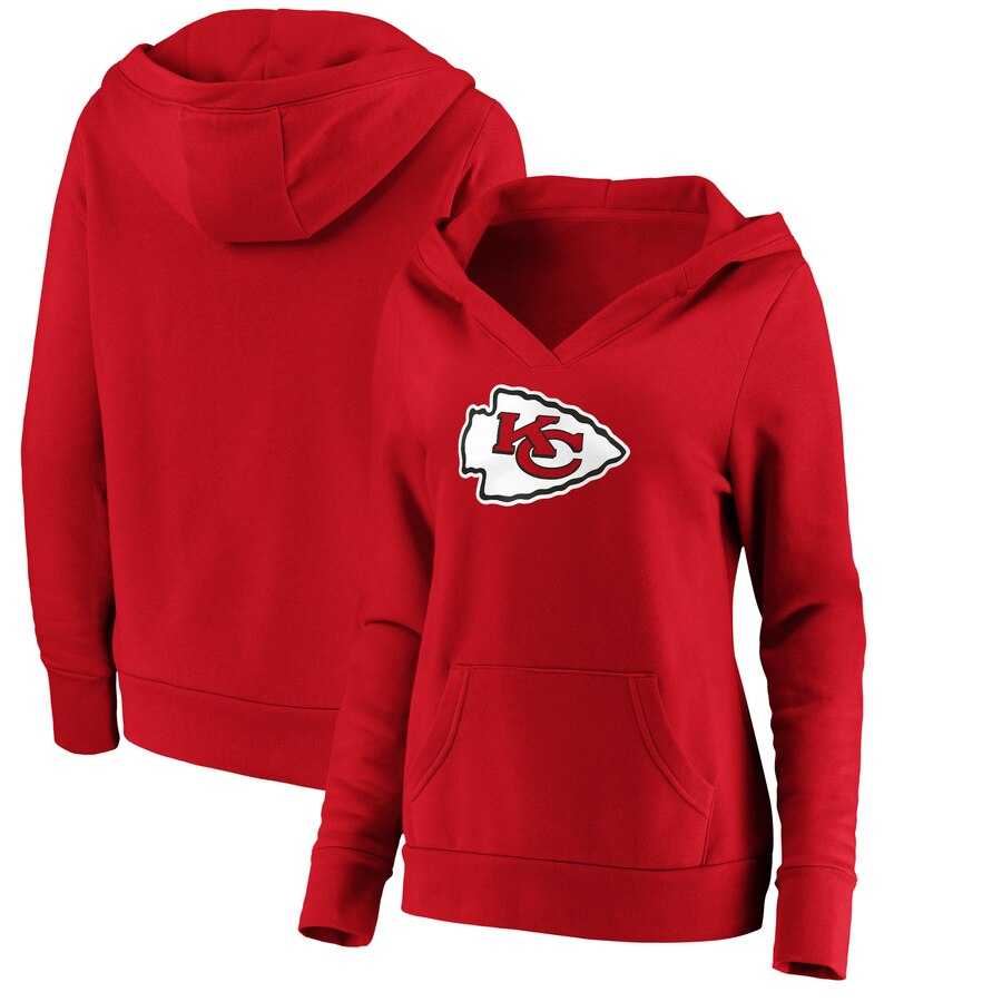 Women's Kansas City Chiefs NFL Pro Line by Fanatics Branded Primary Team Logo V Neck Pullover Hoodie Red,We sell and wholesale Women's Kansas City Chiefs NFL Pro Line by Fanatics Branded Primary Team Logo V Neck Pullover Hoodie Red on line form chian!